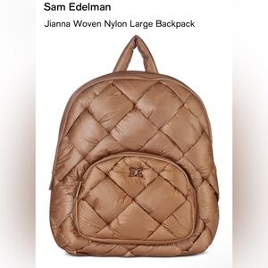 Sam Edelman Jianna Woven Nylon Backpack.Color:Toffee Brown.
